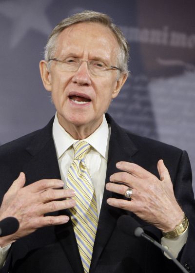 Senate Majority Leader Harry Reid  gestures while speaking on health care reform Monday.  (Associated Press / The Spokesman-Review)