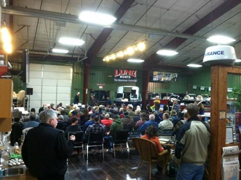 Anglers gather for a fishng seminar at Mark's Marine in Hayden. (Courtesy)