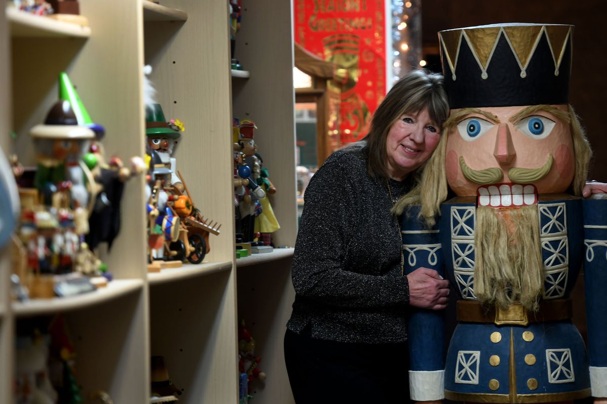 Nutcracker collector C.J. Davis talks about her collection Wednesday at her home in Hayden.  (Kathy Plonka/The Spokesman-Review)