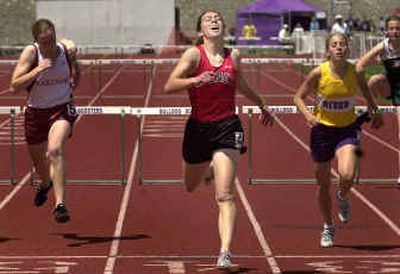 Cheney's Katie Kimball finishes first in the girls 300 low hurdles at the state 3A track and field meet in Pasco last year.
(File/ / The Spokesman-Review)