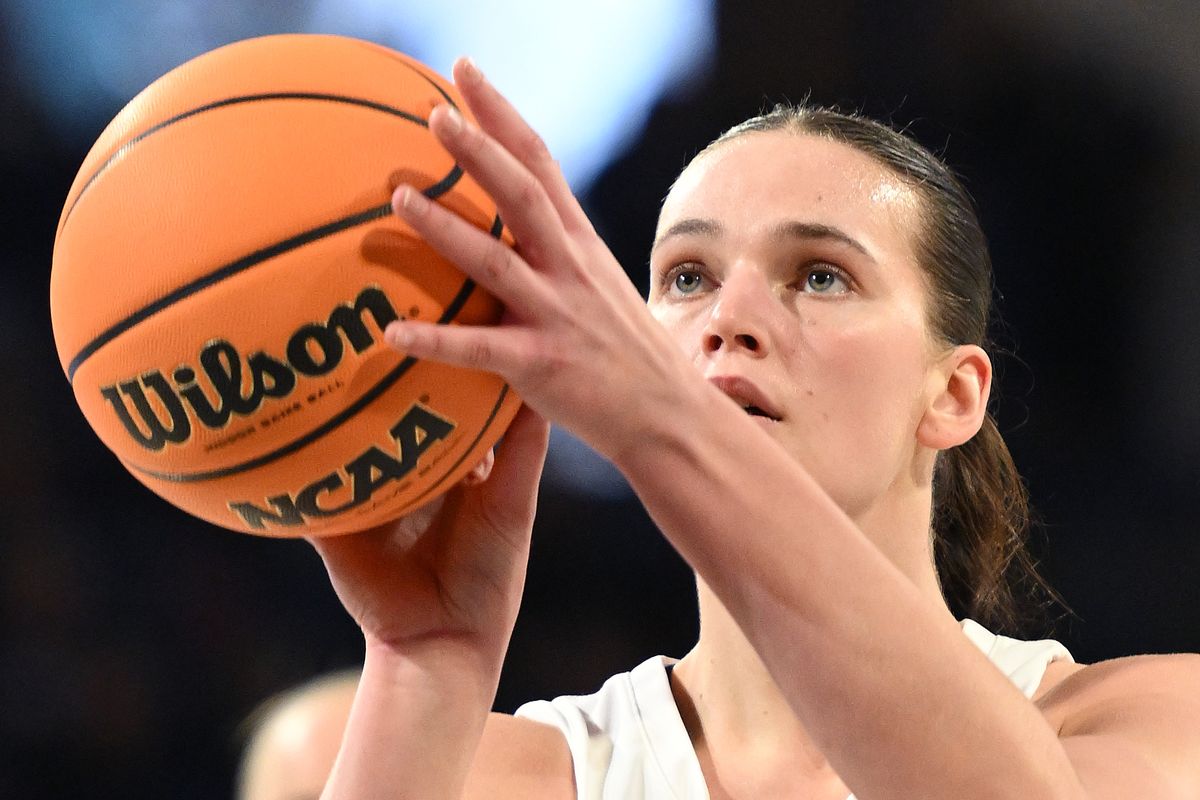 Gonzaga forward Maud Huijbens shoots a free throw during the first half of a Nov. 18 game against Wyoming at McCarthey Athletic Center.  (James Snook/The Spokesman-Review)