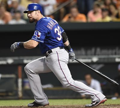 Josh Hamilton had two hits and scored a run in his return to Texas’ lineup. (Associated Press)