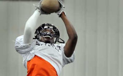 Sergio Gilliam has taken online courses since joining the Spokane Shock and will graduate from Clemson University on May 9.
(Christopher Anderson / The Spokesman-Review)