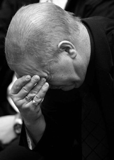 
Raymond McCord, whose  22-year-old Protestant son was killed by a Ulster Volunteer Force unit in 1997, reacts Monday to a report on collusion between  Northern Ireland police and the UVF  in the 1990s. 
 (Associated Press / The Spokesman-Review)