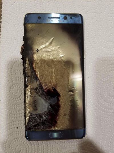 This Sept. 8, 2016, photo, shows a damaged Samsung Galaxy Note 7, in Marion, Ill. (Joni Gantz Barwick / Associated Press)
