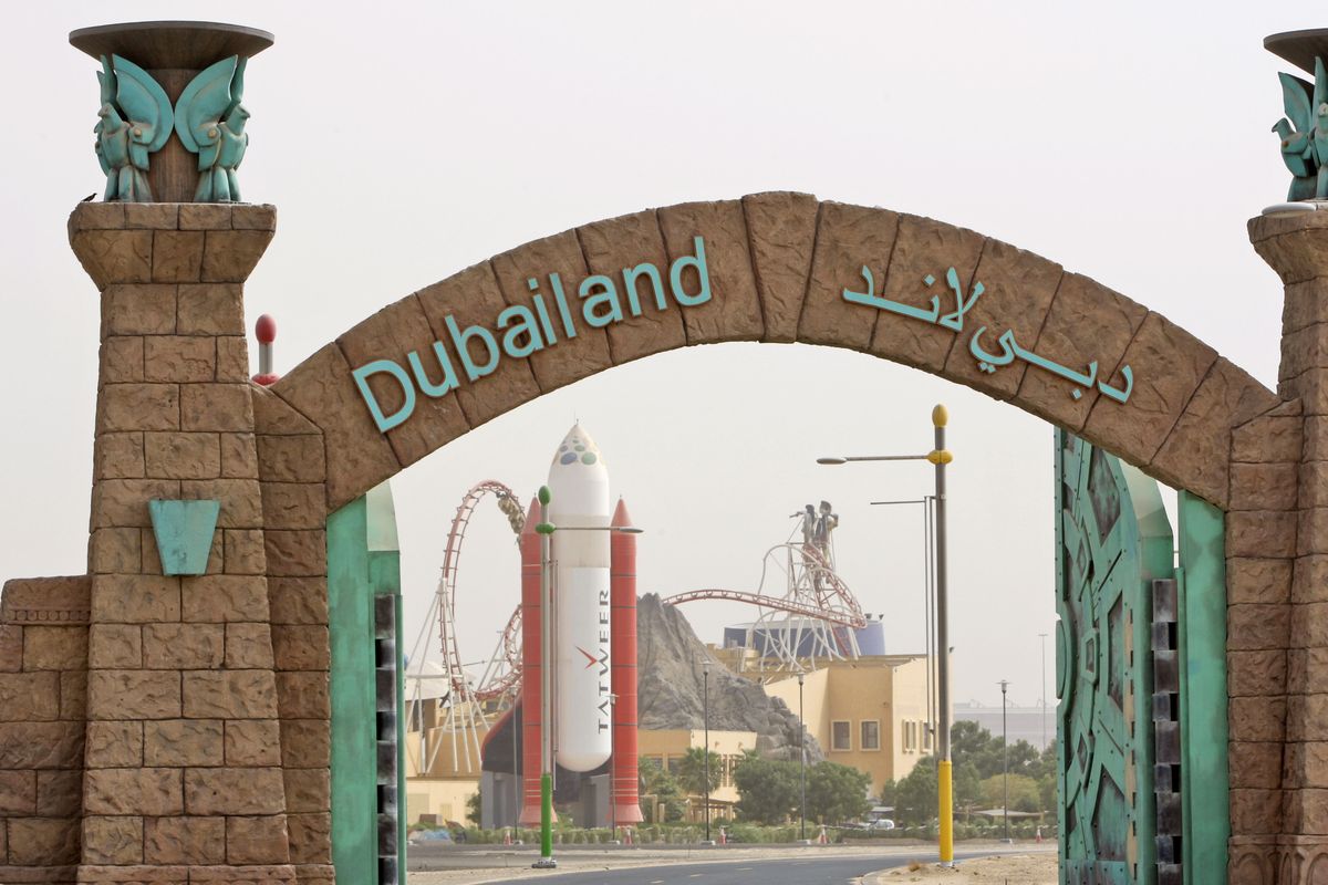 The Dubailand sales office is seen behind its gate in Dubai, United Arab Emirates.  (Associated Press / The Spokesman-Review)