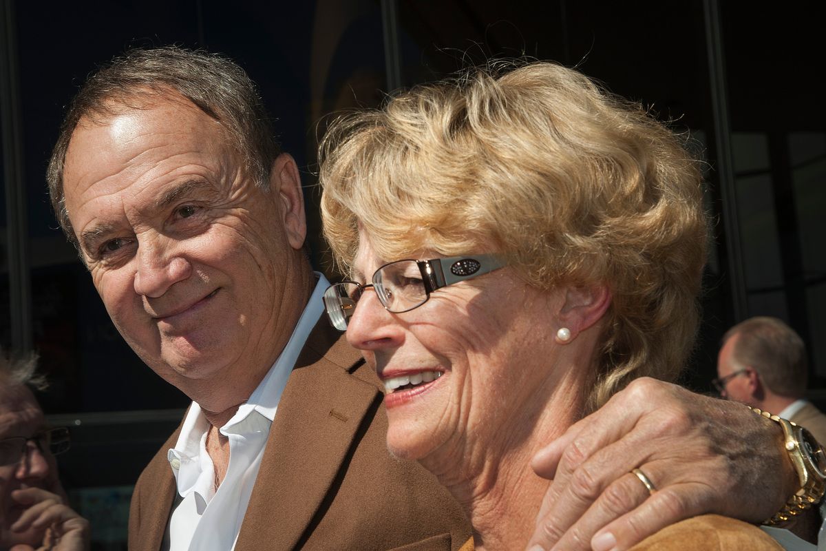 During a press conference in 2012, Davenport Hotel owners Walt and Karen Worthy announce plans to build the 700-room, 15-story Davenport Grand. Karen Worthy died on Nov. 7. She was 81.  (COLIN MULVANY/The Spokesman-Review)