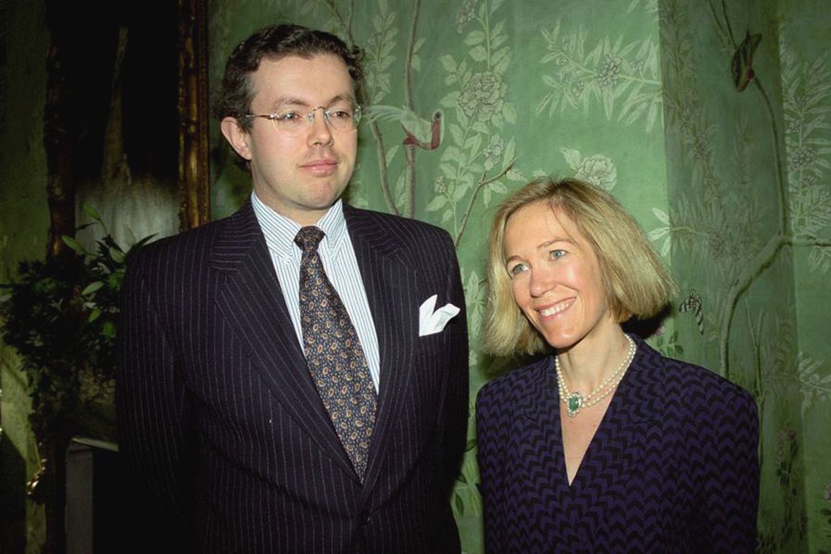 This photo of Nov. 26, 1996 shows Eva Rausing, right, and her husband Hans Kristian Rausing at Winfield House, London, the residence of the US ambassador to the UK attending the Glamour America Fashion Show and lunch. One of Britain