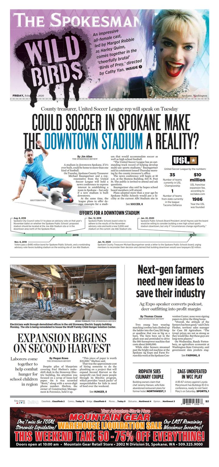 Front Page for Feb. 8, 2020 The SpokesmanReview