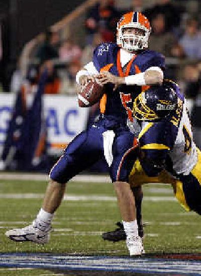 Toledo's Mike Alston sacks UTEP's Jordan Palmer during the first half of the GMAC Bowl.
(Associated Press / The Spokesman-Review)