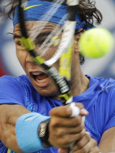 Rafael Nadal of Spain beat American Andy Roddick in straight sets to reach the semifinals of the U.S. Open tennis tournament. (Associated Press)
