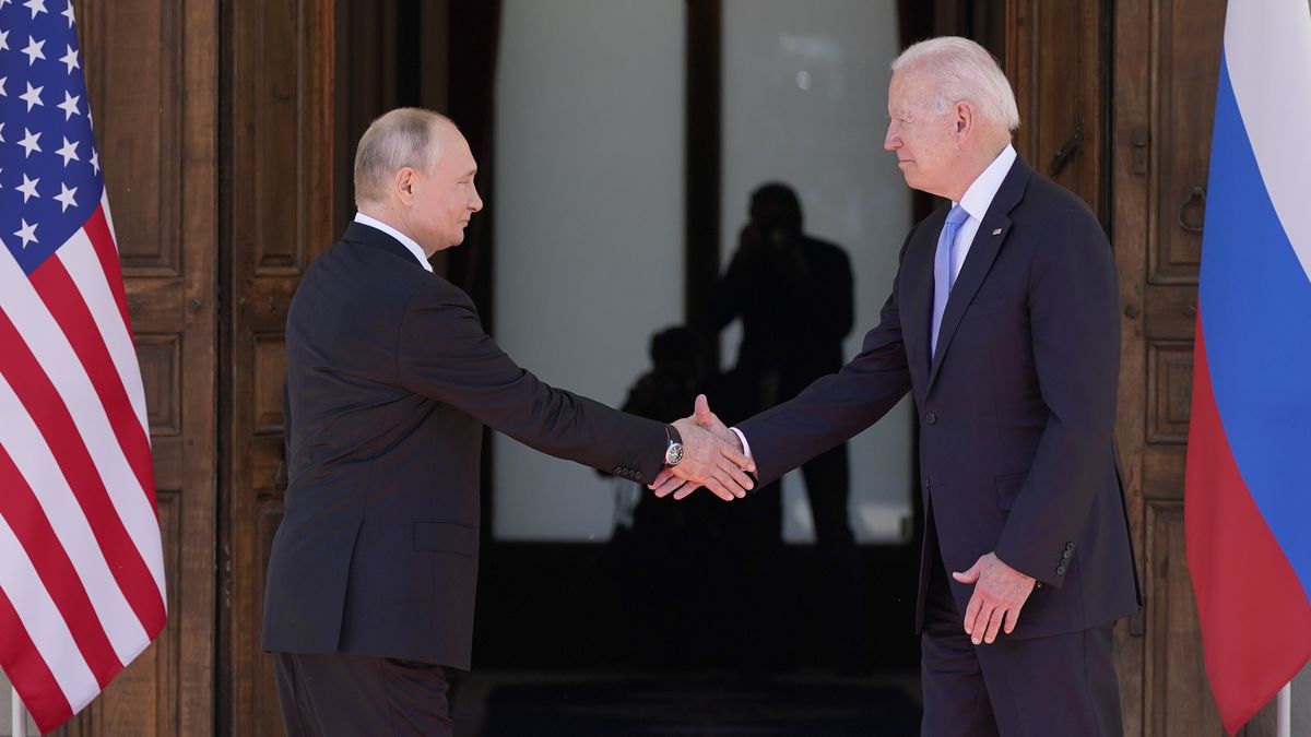 President Joe Biden and Russian President Vladimir Putin, arrive to meet at the 
