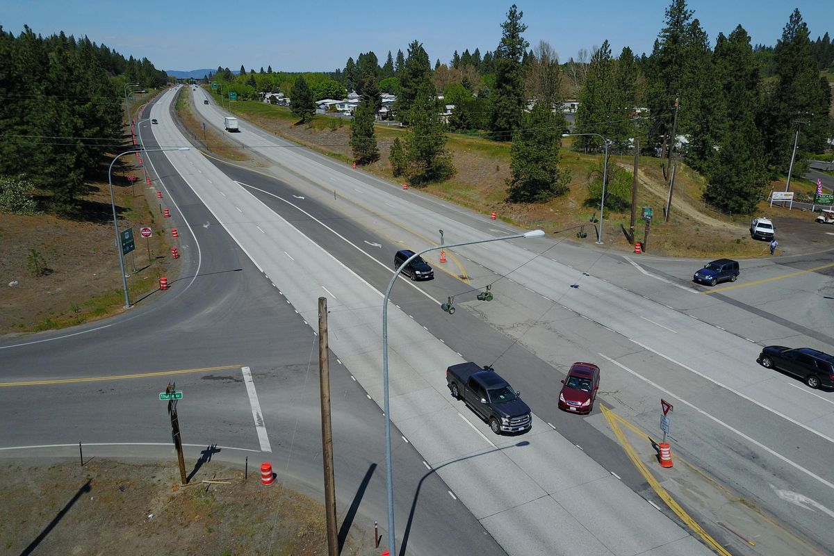 Looking north, where Thorpe Road intersects U.S. Highway 195 south of Spokane. A proposed revision here could institute a J-turn, also called a Michigan turn, where cars can only turn right onto the larger highway, but they will be offered a U-turn location at some point down the highway. Shown Thursday, May 9, 2019. Je (Jesse Tinsley / The Spokesman-Review)
