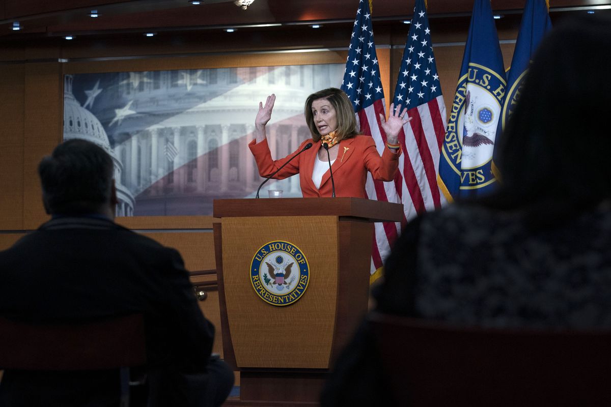 Speaker of the House Nancy Pelosi, D-Calif. speaks during a news conference Thursday, Sept. 24, 2020 on Capitol Hill in Washington. (Jose Luis Magana)