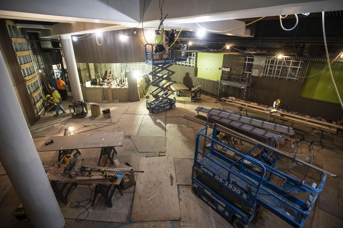 As part of a $23 million renovation and modernization of the First Interstate Center for the Arts, (formerly the INB Performing Arts Center), a bar is being built in its lower level. The space once was used as a practice room by the Spokane Symphony Orchestra. (Colin Mulvany / The Spokesman-Review)