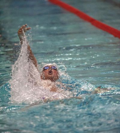 Ryan Lochte swims on the way to a fifth-place finish in the men’s 100-meter backstroke Saturday, Aug. 5, 2017, at the U.S. Open in East Meadow, N.Y. (Richard T. Slattery / Newsday via AP)