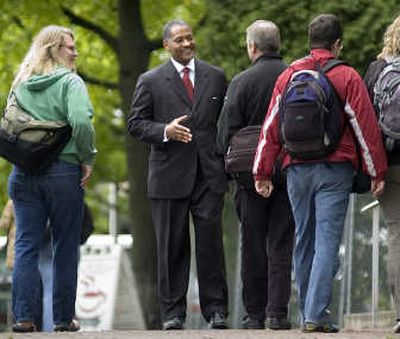 
WSU President Elson Floyd meets students during his first day on campus May 21. 
 (File / The Spokesman-Review)