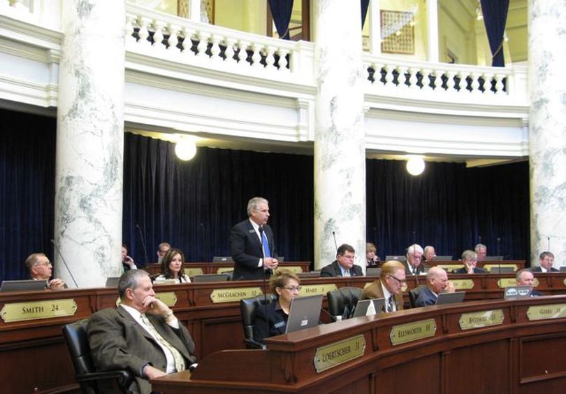 Rep. Phil Hart, R-Athol, debates in favor of ethics rules changes Tuesday in the House that were prompted in part by three complaints against him in the past year; the rule changes won the unanimous, 70-0 support of the House. They include a provision covering ethics violations for 