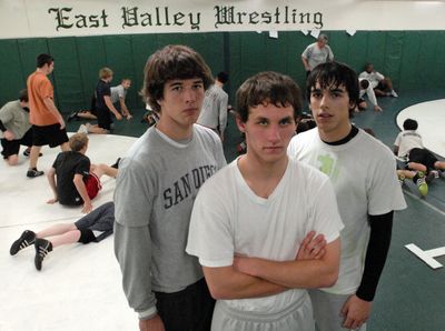 Nic Price, Chris Tripplet and Jake Rodriquez give East Valley a lot of options in the middle weights. (J. Bart Rayniak / The Spokesman-Review)
