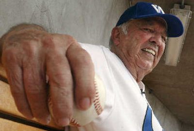 
Bobby Bragan sits in the Fort Worth Cats dugout on Tuesday.
 (Associated Press / The Spokesman-Review)