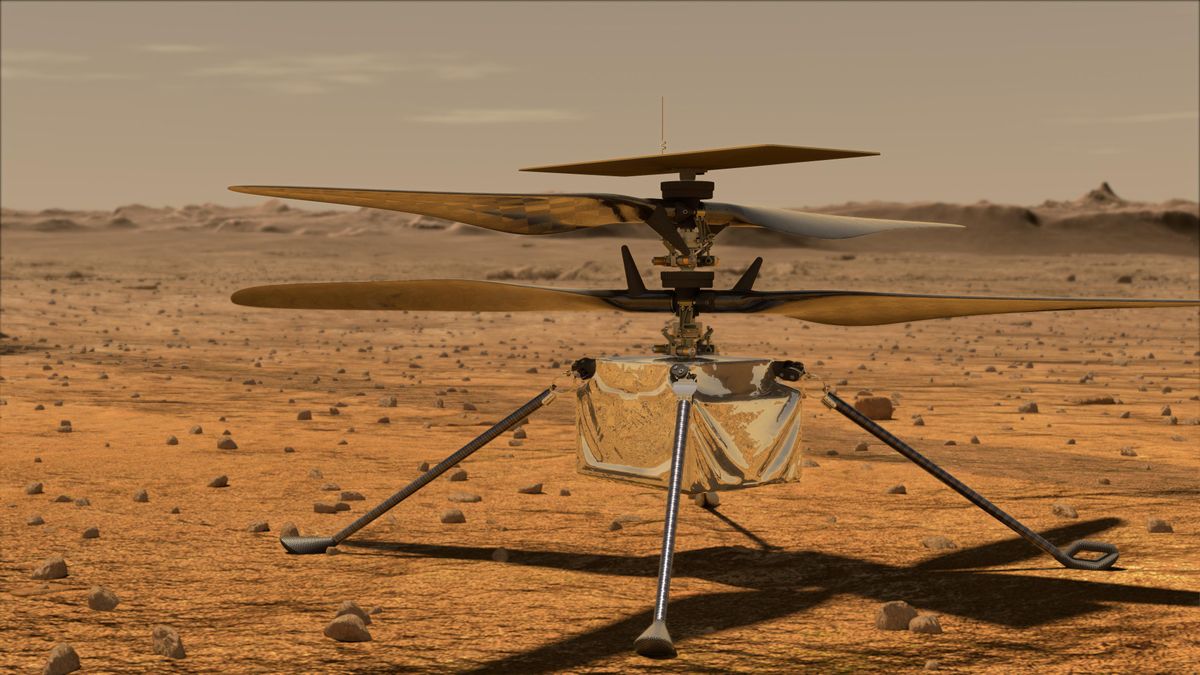 In this artist rendering made available by NASA, depicts a helicopter that will be deployed in Mars later this summer. Vanessa Rupani, an Alabama high school student, won a contest to name the 4-pound solar-powered helicopter. Ingenuity, was the winning name that Rupani submitted from 28,000 names submitted in NASA’s “Name the Rover” essay contest for K-12 students in the U.S. (Associated Press)