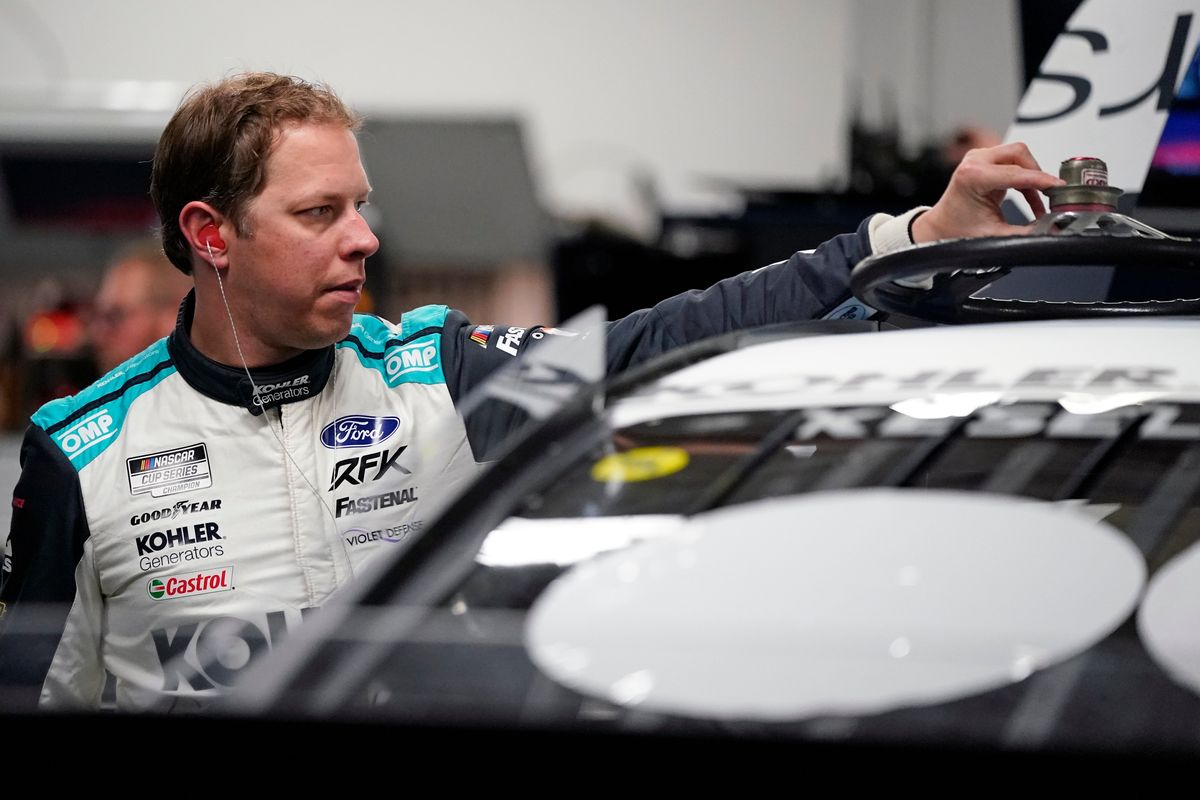 Brad Keselowski prepares for a practice session at Daytona International Speedway on Tuesday in Daytona Beach, Fla.  (Associated Press)