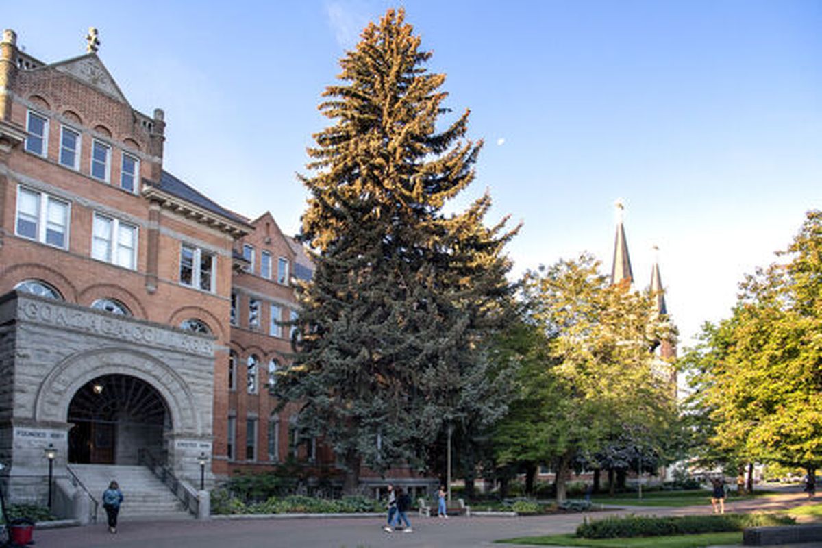The front of the College Hall, the administration building at Gonzaga University where a man interrupted a class this week and yelled racist and threatening words at a faculty member.  (JESSE TINSLEY)