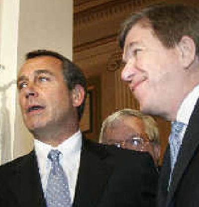 
Rep. John Boehner, R-Ohio, left, stands with Rep. Roy Blunt, R-Mo, on Thursday. 
 (Associated Press / The Spokesman-Review)