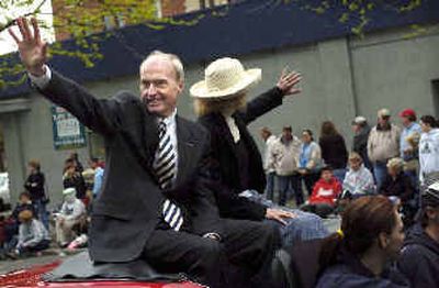 
Spokane City Council President Dennis Hession waves during the Junior Lilac Parade in Spokane on Saturday. Hession called the city attorney seeking an investigation into the mayor. 
 (Holly Pickett / The Spokesman-Review)