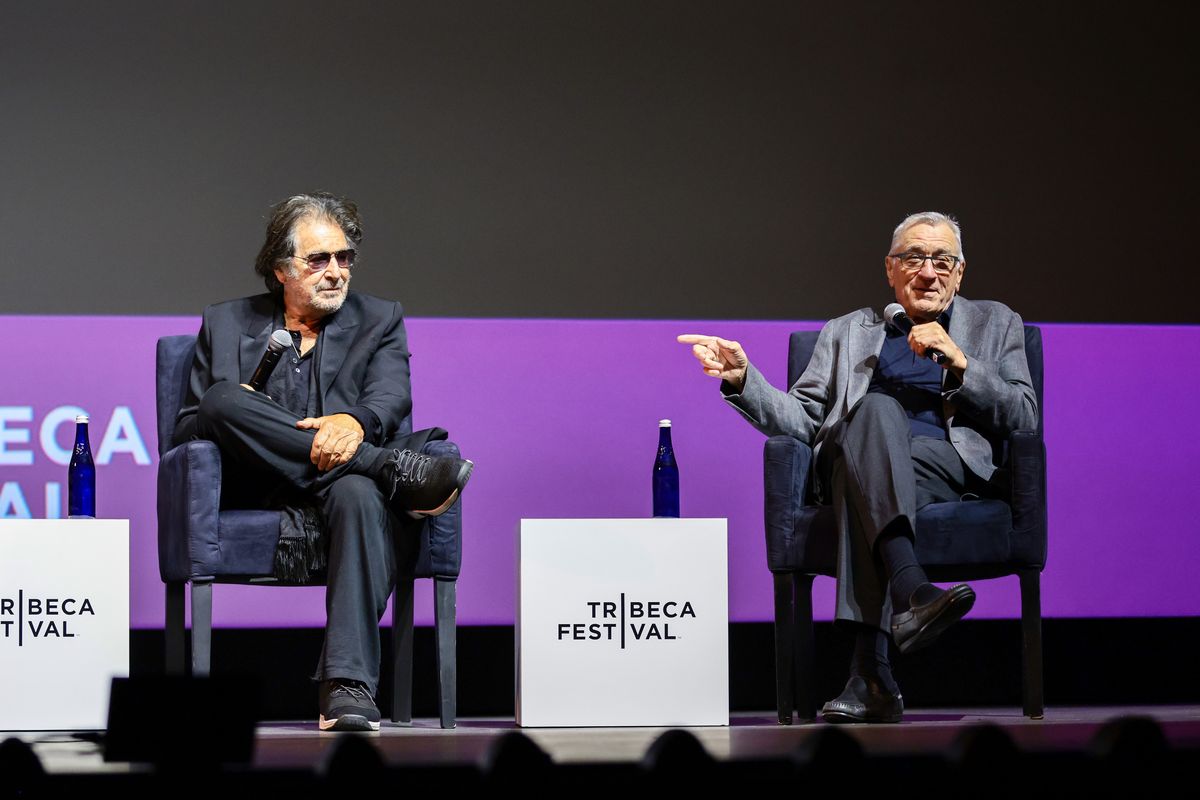 Al Pacino, left, and Robert De Niro, pictured at the 2022 Tribeca Festival, are both members of the old dads club. Pacino, 83, is expecting a child with his girlfriend, Noor Alfallah. De Niro, 79, and girlfriend Tiffany Chen welcomed a daughter in April.  (Dimitrios Kambouris)