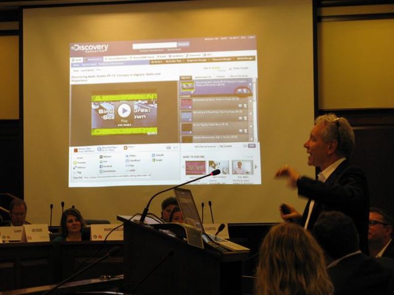 Hall Davidson of Discovery Education addresses Idaho's school technology task force on Monday. (Betsy Russell)