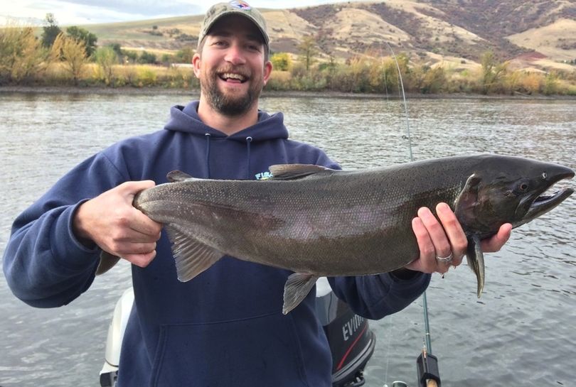 Ethan Crawford caught a 9.4-pound coho in the Clearwater River to set an Idaho state record during the weekend of Oct. 18-19, 2014. 