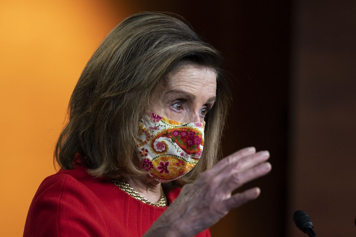 House Speaker Nancy Pelosi of Calif., speaks during a news conference at the Capitol, Thursday, Feb. 11, 2021, in Washington. (Manuel Balce Ceneta)