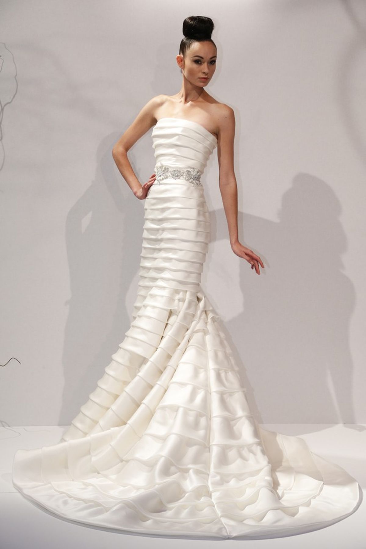 dennis basso pink wedding dress Dennis Basso Lace Mermaid-Style Wedding Dress