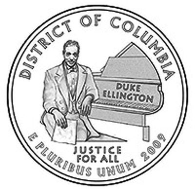 ORG XMIT: WX114 This artist rendering provided by the U.S. Mint shows the Washington, District  of Columbia (DC) quarter, featuring Duke Ellington. The quarter is the first of 2009 and the first in the DC and U.S. Territories Quarters Program. (AP Photo/US Mint) (The Spokesman-Review)