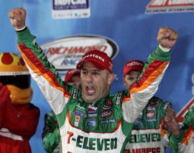 
Tony Kanaan celebrates in victory lane Saturday. Associated Press
 (Associated Press / The Spokesman-Review)