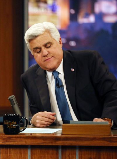 Jay Leno appears during the final taping of his talk show Thursday. (Associated Press)
