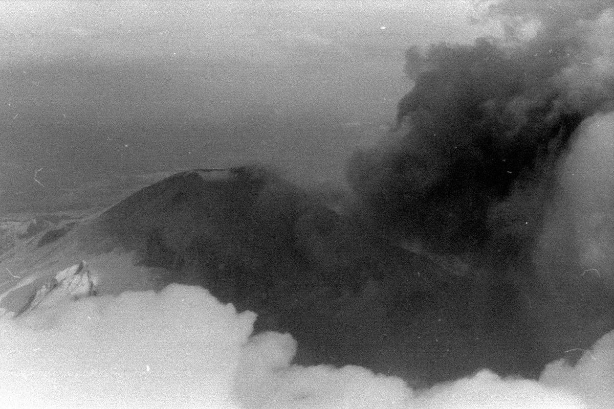 This 1980 photo shows an image of Mount St. Helens taken by Columbian photographer Reid Blackburn. On May 18, 1980, about five weeks later, Blackburn died in the volcanic blast that obliterated the peak. (Associated Press)