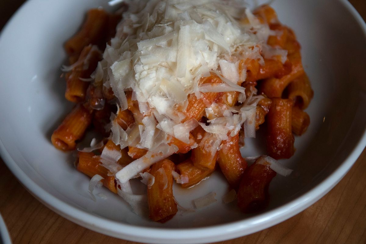 The rigatoni at Tavolata is photographed on Friday, May 7. It is one of the restaurant's bestselling menu items.  (Kathy Plonka/The Spokesman-Review)