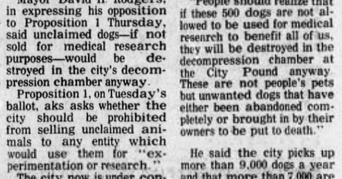 This day in history: Opinions were still divided on a controversial proposal to sell stray dogs for medical research, but Spokane’s mayor was on board