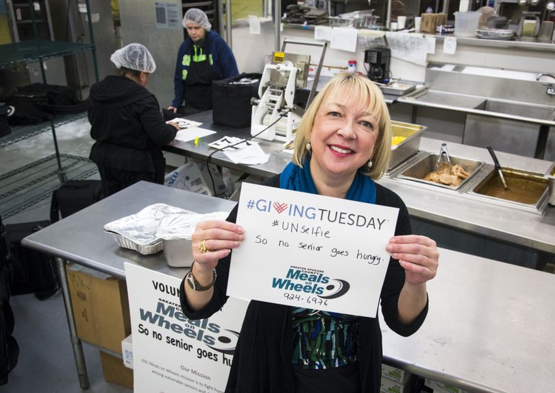 Greater Spokane County Meals on Wheels development associate Becky Duffey is trying to get Spokane involved in #GivingTuesday, which is in its third year nationally and continues to gain traction as a post-Thanksgiving day to give to community programs. (Colin Mulvany)