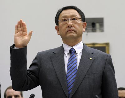 Toyota President and CEO Akio Toyoda testifies on Capitol Hill on Wednesday.  (Associated Press)