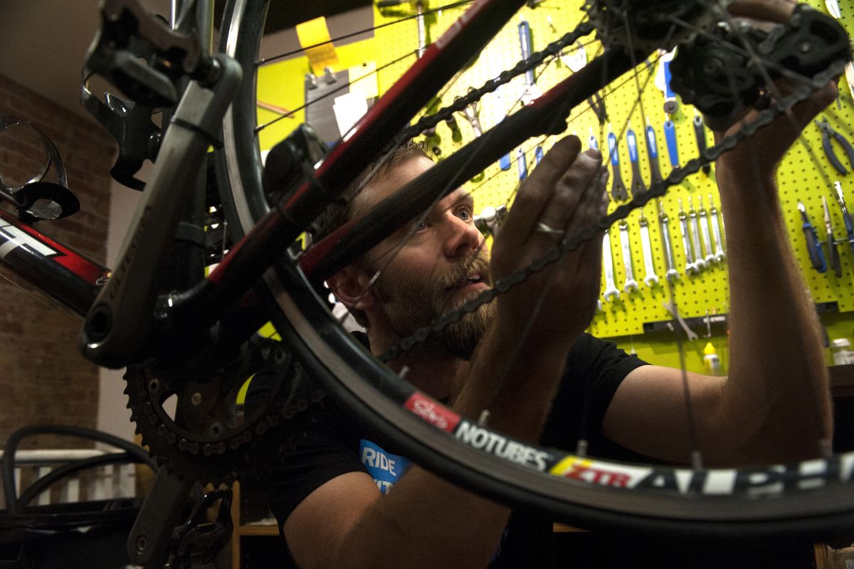 Bicyclists should know how to periodically perform routine maintenance on their bike, though sometimes a mechanic is needed. (TYLER TJOMSLAND PHOTOS)