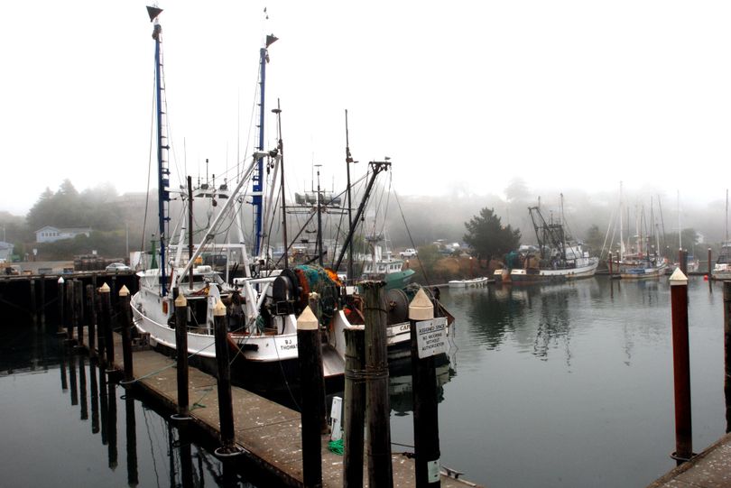 Commercial fishing boats are tied up at the Port of Brookings-Harbor, Ore., in 2009. (Associated Press)