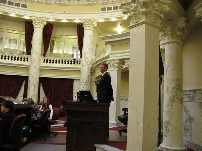 Lt. Gov. Brad Little presides over the Idaho Senate on the final day of the 2010 legislative session on Monday. (Betsy Russell)