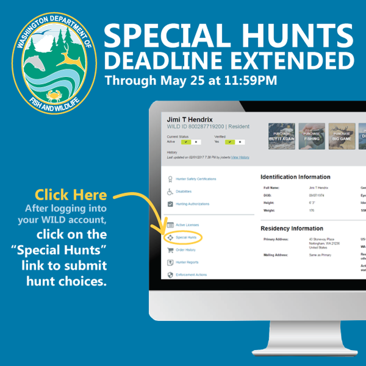 Washington special hunts application deadline extended after system