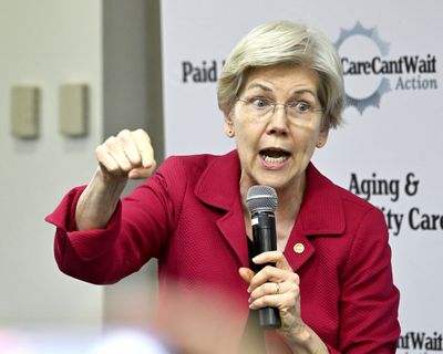 U.S. Senator Elizabeth Warren speaks at the Care Can’t Wait Action, a town hall with lawmakers and care champions on April 10, in Washington, D.C.  (Shannon Finney/Getty Images North America/TNS)