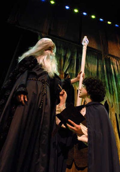 
Gandalf the Grey, played by Nathan Webb, helps Bilbo Baggins, played by Jacob Madison, on his great adventure in the Central Valley High School production of 