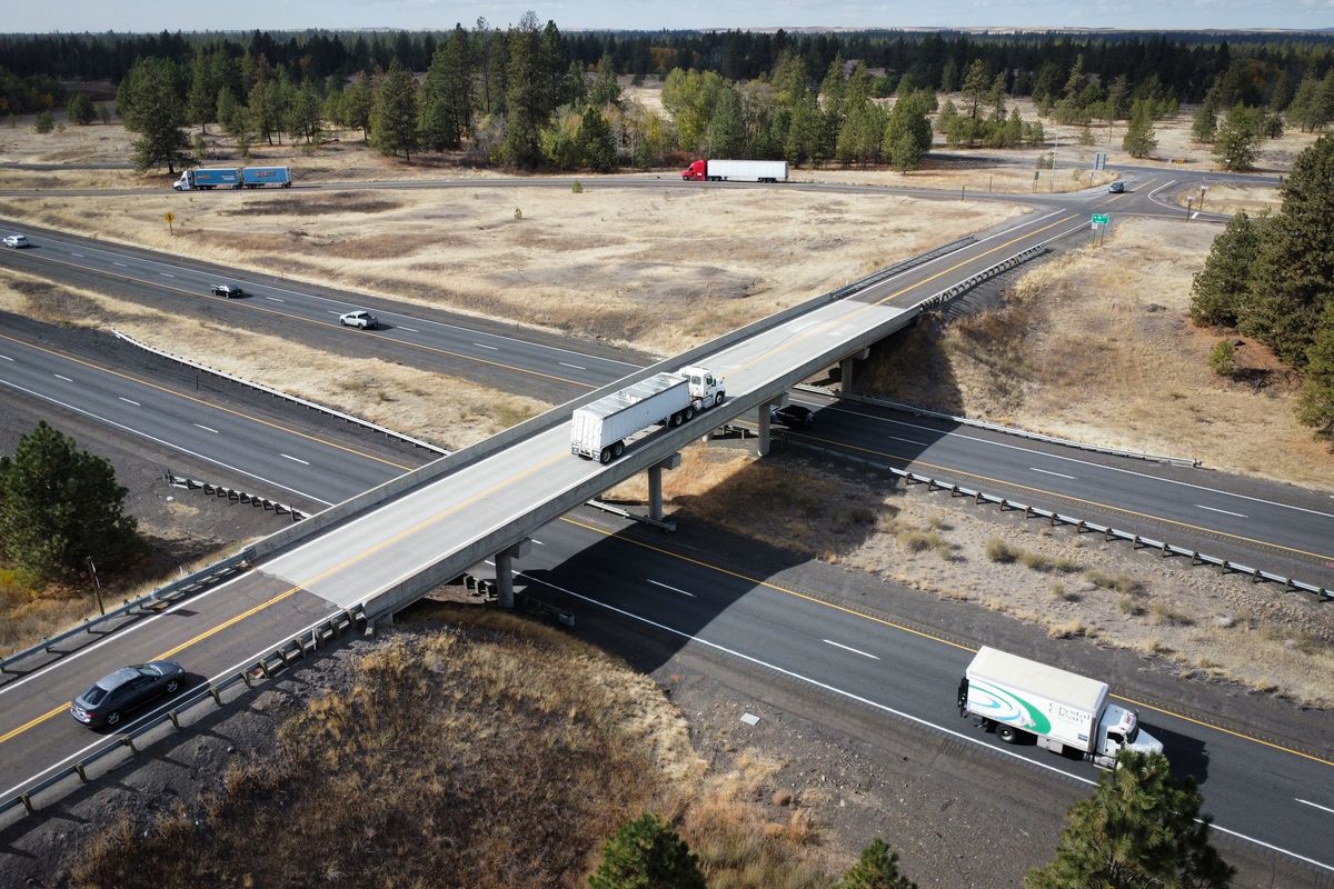 Several older bridges span I-90, including this one, photographed on Friday, that carries state Route 904 over the freeway at the Tyler interchange west of Spokane.  (Jesse Tinsley/THE SPOKESMAN-REVI)