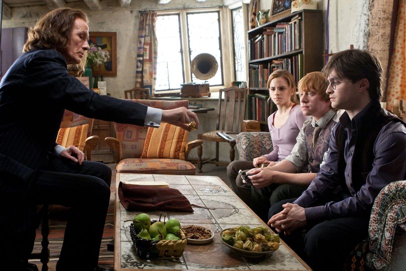 From left, Bill Nighy, Emma Watson, Rupert Grint and Daniel Radcliffe in “Harry Potter and the Deathly Hallows: Part 1.”